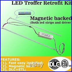 20 PACK 32w 2'x4' 5000K Magnetic LED Troffer Retrofit Kits DLC Listed
