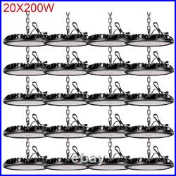 20 Pack 200W UFO LED High Bay Light Factory Warehouse Commercial Light Fixtures