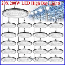 20 Pack 200W UFO Led High Bay Lights Commercial Warehouse Factory Light Fixture