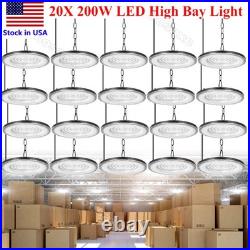 20 Pack 200W UFO Led High Bay Lights Commercial Warehouse Factory Light Fixture
