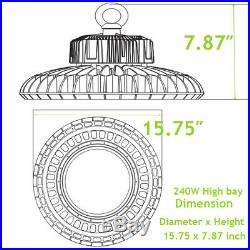 240W Dimmable LED UFO High Bay Light Replace 1000W MH/HPS Warehouse Lamp 5000K