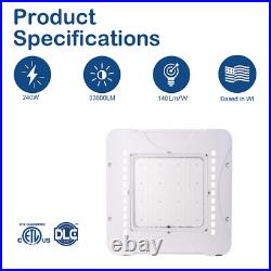240W LED Gas Station Canopy Lights Warehouse Workshop Lamp IP65 32500LM Daylight