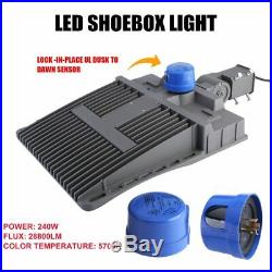 240W LED Parking Lot Outdoor Road Light Fixtures Shoebox Pole Street Lamp 5700K
