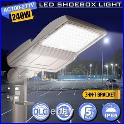 240W LED Shoebox Pole Light Dusk to Dawn 36000 Lumens Street Parking Lot Fixture