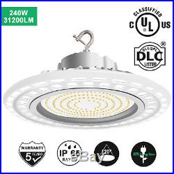 240W LED White UFO High Bay Lights Dimmable Fixture 5000K 100-277V HPS/MH/HID