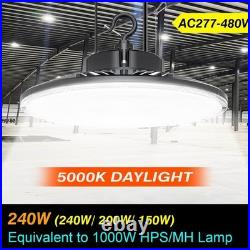 240With200With150W-480V LED GYM Shop High Bay Light UFO Commercial Lighting Fixture