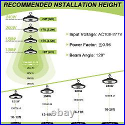 240 Watt UFO Round High Bay Light Commercial Industrial LED Shop Light Fixtures