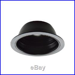 24 Pack 6 Inch Black Stepped Baffle Recessed Housing Can Trim, Black Ring