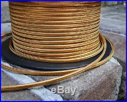250 Ft Gold Rayon Cloth Electrical Wire, Antique Old Cord Lamp Parts