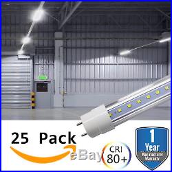 25 PACK LED G13 4FT 4 Foot T8 Tube Light Bulbs 18W 6500K Clear LENS Fluorescent