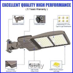 277-480V 320W LED Parking Lot Light Shoebox Pole Fixture With Dusk To Dawn IP65