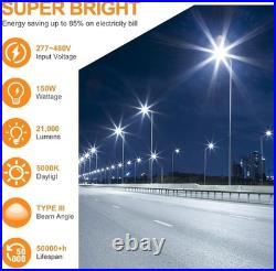 277-480V LED Parking Lot Light Shoebox Flood Stadium Lights Slip Fit Mount 5000K