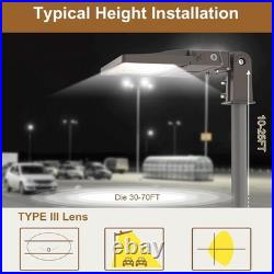 277-480V LED Parking Lot Light Shoebox Flood Stadium Lights Slip Fit Mount 5000K