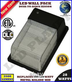28Wt Dusk to Dawn LED Wall Pack Photocell Outdoor 5700k ETL DLC Super Bright
