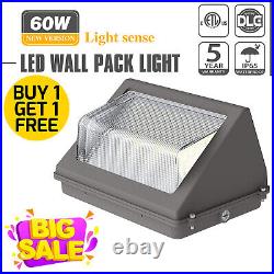 2PACK 60W LED Wall Pack Light Dusk to Dawn Commercial Security Fixtures 5000K