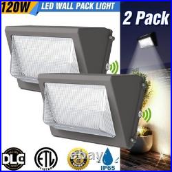 2PC 120W LED Wall Pack Light Dusk to Dawn Garden Street Security Wall Lamp 5000K