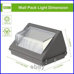 2PC 120W LED Wall Pack Light Dusk to Dawn Garden Street Security Wall Lamp 5000K