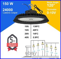 2Pack150W UFO 0-10V Dim LED High Bay Light Industrial Gym Warehouse Lights 5000K