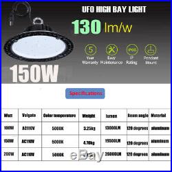 2Pack 150W High Bay Light UFO LED Warehouse Factory Gym Lighting Industrial lamp