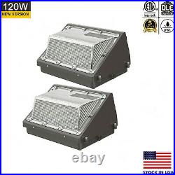 2Pcs 120W LED Wall Pack Light With photocell Dusk to Dawn Commercial Industrial