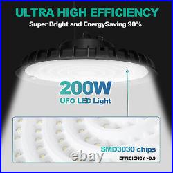 2Pcs 200W UFO LED High Bay Light Shop Work Warehouse Industrial Lighting 6000K