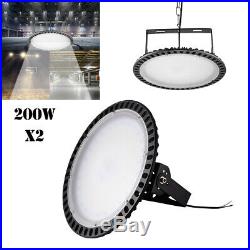 2X 200W UFO LED High Bay Light Slim Warehouse Industrial Shed Commercial Lamp US