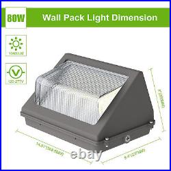 2X 80W LED Wall Pack Light Dusk-to-Dawn Outdoor Security Lighting Fixture 9600LM
