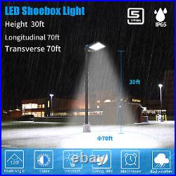 2-PACK 300W LED Parking Lot Light 42000LM Shoebox Pole Light 5500K Dusk-to-Dawn