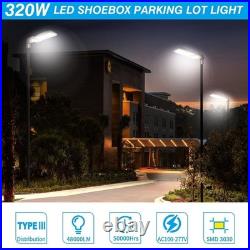 2 PACK LED Street Area Light 320W Shoebox Outdoor Parking Lot Pole Light Fixture