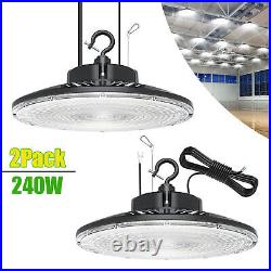 2 Pack 0-10V Dimmable LED High Bay Shop Light 100-277V 240W Commercial Warehouse