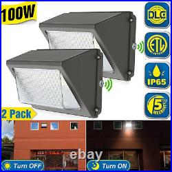 2 Pack 100W LED Wall Pack Light Dusk to Dawn Outdoor Parking Lot Garden Lights