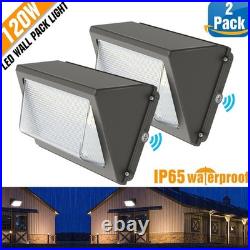 2 Pack 120 Watt Led Wall Pack Light With Dusk to Dawn Outdoor Security Wall Lamp