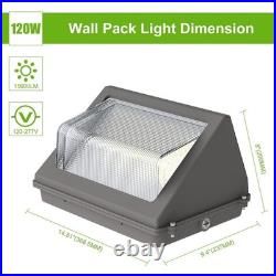 2 Pack 120 Watt Led Wall Pack Light With Dusk to Dawn Outdoor Security Wall Lamp