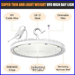 2-Pack 150W UFO LED High Bay Lights Dimmable 21000LM 400W HID/HPS Equiv. 5000K