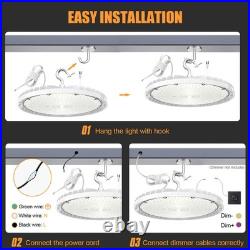 2-Pack 150W UFO LED High Bay Lights Dimmable 21000LM 400W HID/HPS Equiv. 5000K