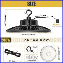 2 Pack 30000LM High Bay LED Light 200W UFO 0-10V Dimmable Commercial Lighting UL