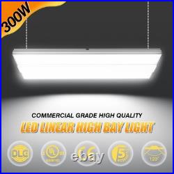2 Pack 300W LED Linear High Bay Lights Commercial Fixture 5000K 45000LM 100-277V