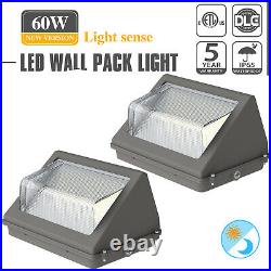 2 Pack 60W LED Wall Pack Light with Dusk-to-Dawn Commercial Security Lighting US