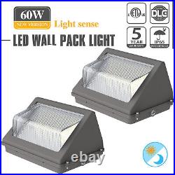 2 Pack 60W LED Wall Pack Light with Dusk-to-Dawn Commercial Security Lighting US