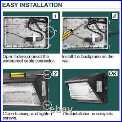 2 Pack 60W LED Wall Pack Light with Dusk-to-Dawn Commercial Security Lighting US