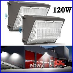 2 Pcs 120W LED Wall Pack Light Dusk to Dawn Commercial Outdoor Security Light