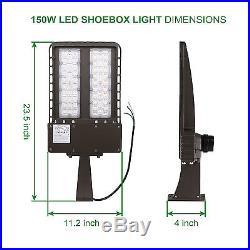 2x 150W 6000K LED Shoebox Light Parking Lot Pole Outdoor Site Area Lights