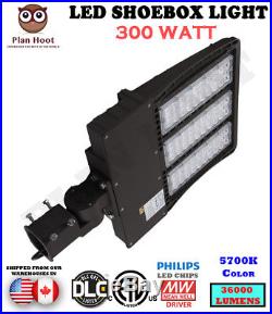 300W LED Dusk to Dawn Shoebox Fixture ETL DLC for Parking Lot Street Light Pole