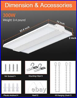 300W LED High Bay Shop Light, Linear High Bay Light Large Area Illumination DLC