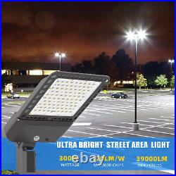 300W LED Parking Lot Light Outdoor Commercial Shoebox Pole Fixtures Dusk To Dawn
