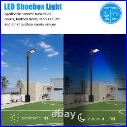 300W LED Parking Lot Light Outdoor Street Shoebox Pole Lamp Fixture Dusk to Dawn