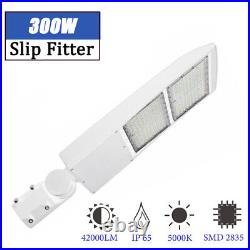 300W LED Parking Lot Light Shoebox Area Light Slip Fitter Mount White 5000K IP65