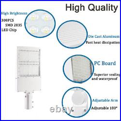 300W LED Parking Lot Light Shoebox Area Light Slip Fitter Mount White 5000K IP65