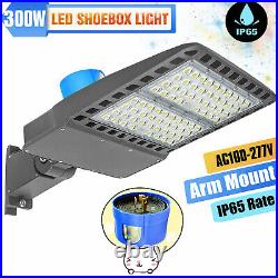 300W LED Parking Lot Light With Dusk-to-Dawn Photocell Outdoor Shoebox Area Lamp