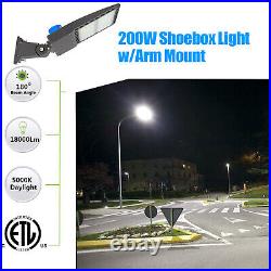 300W LED Parking Lot Light With Photocell Commercial Shoebox Street Lamp 42000LM